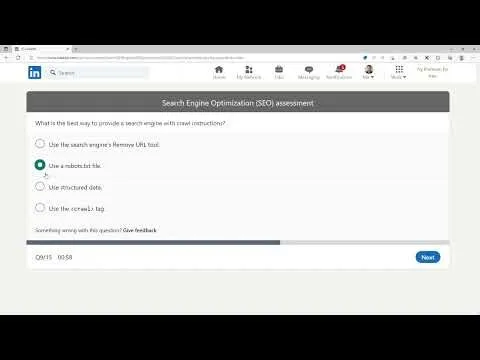 LinkedIn – Search Engine Optimization (SEO) Assessment – 07-2022 – Passed