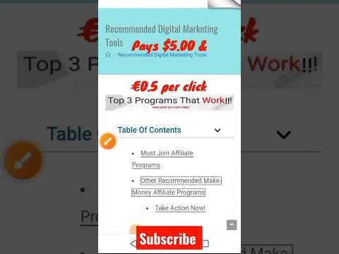 😲TOP 3 PAY PER CLICK AFFILIATE PROGRAMS – pays €0.50 per click